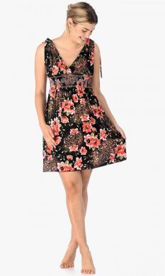Dámské šaty Kay černé s růžovými květy