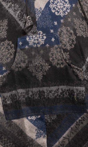 Pončo se vzory PANKAJ šedo-modrá I.