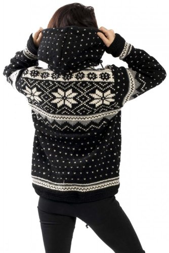 Wełniany sweter z norweskim wzorem czarny
