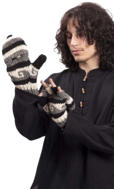 Vlněné převlékací rukavice / černo-bílé IV.
