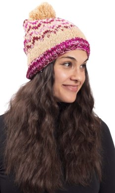 Vlnená čiapka s brmbolcom / béžová I.