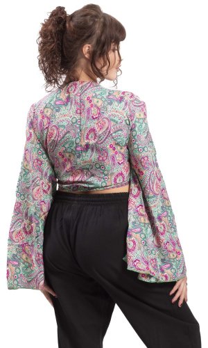 Bolero GITA z długim rękawem różowo-zielone I.
