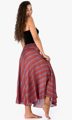 Dlhá sukňa pruhy ružovo modrá - Veľkosť: XL