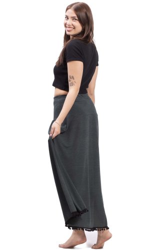 Długa ciepła spódnica Tassel szara