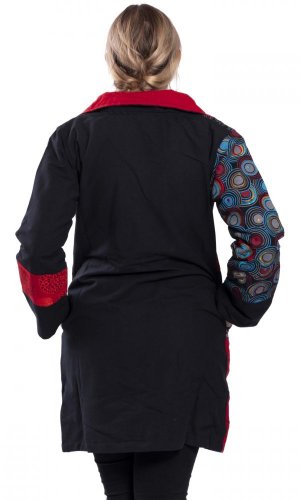 Dámsky kabát Parvati čierno-červený - Veľkosť: L