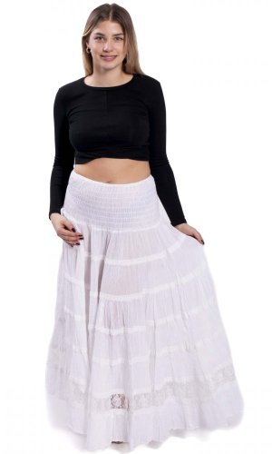 ADITI – kolová sukně s krajkou bílá