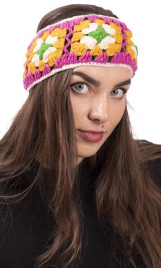 Vlněná čelenka FLOWER  / ružová VII.