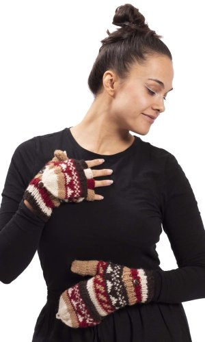 Vlněné převlékací rukavice / červeno-hnědé I.