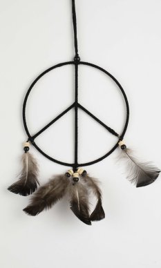 Lapač snov PEACE čierna / dĺžka 26 cm