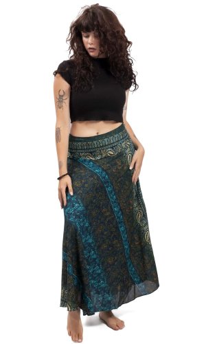 Długa spódnica THAI STAINED - niebieska I.