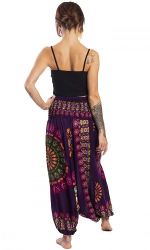 Harémové kalhoty / Sultánky Mandala fialové
