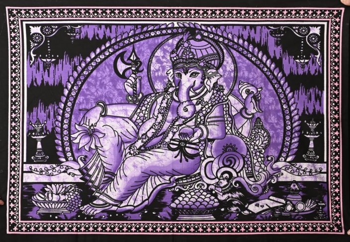Látkový obrázek Ganesha fialový