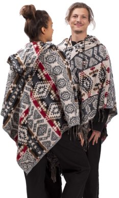 Pončo se vzory PANKAJ šedo-bílá I.