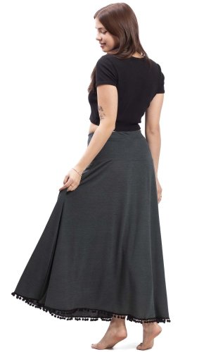 Długa ciepła spódnica Tassel szara