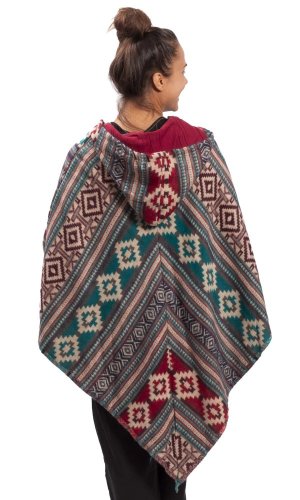 Pončo se vzory PANKAJ červeno-modré III.