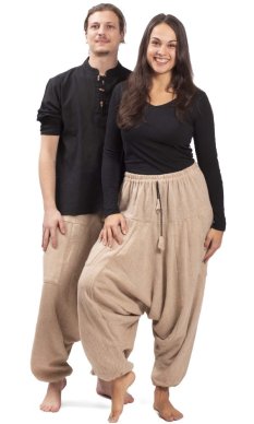 Ciepłe szarawary / Spodnie haremki LAHARA CLASSIC natur