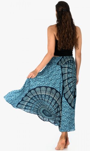 Długa spódnica Mandala Aqua - Rozmiar: XL