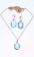 Set náhrdelník a náušnice tyrkysově modrý ovál - Varianta: Růžově zlatý řetízek