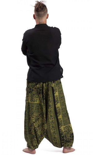 Szarawary / Spodnie haremki MANDAL czarno-zielone