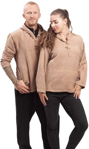 Bluza unisex z kapturem RAHUL WAFLAR beżowy - Rozmiar: XL
