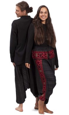 Ciepłe szarawary / Spodnie haremki BIHAR czarny II.