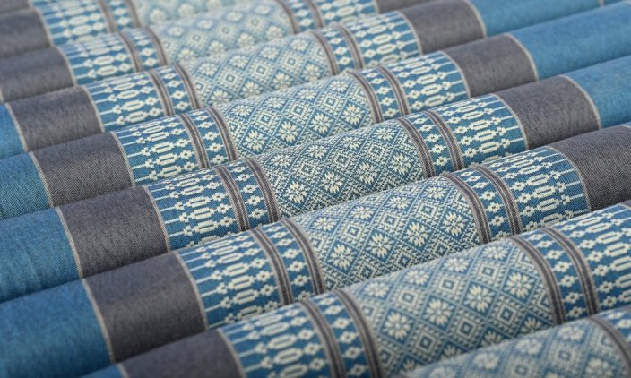 Futon rolowany / szerokość 80 cm / szaro-niebieski I.