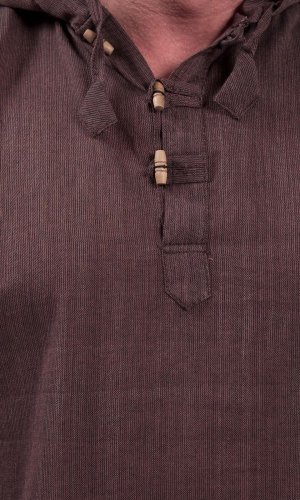 Koszula indyjska / ETNO KURTA z kapturem brązowa - Rozmiar: 3XL