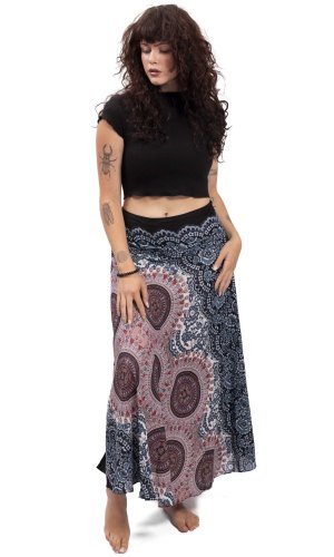 Długa spódnica THAI RINGS niebiesko-czerwony I. - Rozmiar: XL