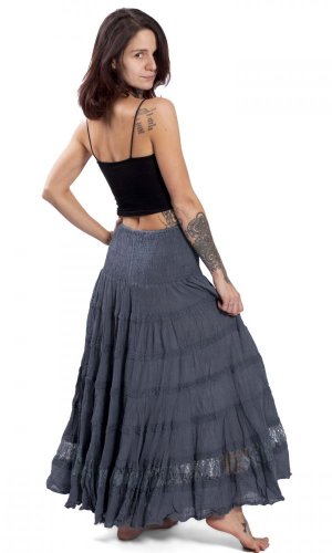 Kolesová sukňa s čipkou ADITI šedá