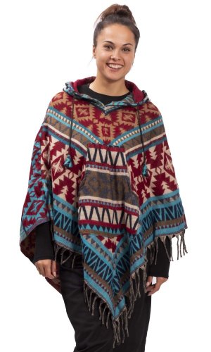 Pončo se vzory PANKAJ červeno-modré VIII.