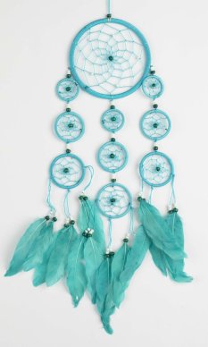 Lapač snů CIRCLES tyrkys / délka 40 cm