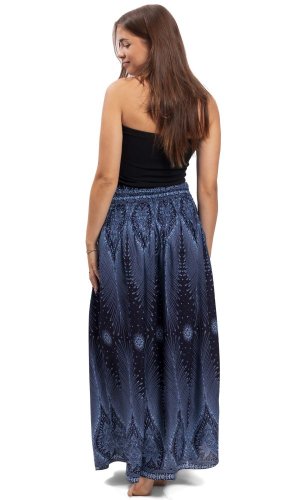 Dlhá sukňa / šaty THAI PEACOCK modro-čierna I.