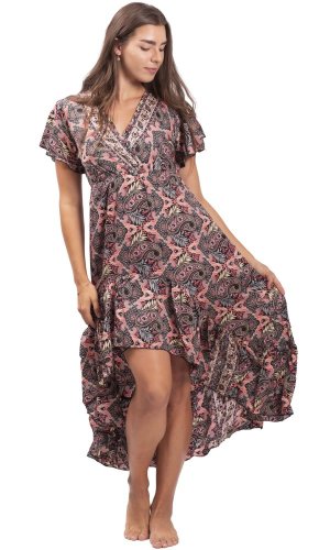 Dámské šaty dlouhé SNEHA černo-růžové I.