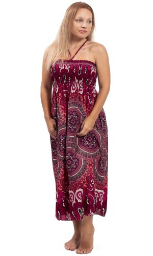 Dlouhá sukně / šaty THAI RINGS červená I.