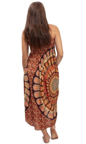 Dlouhá sukně / šaty THAI MANDALA oranžové