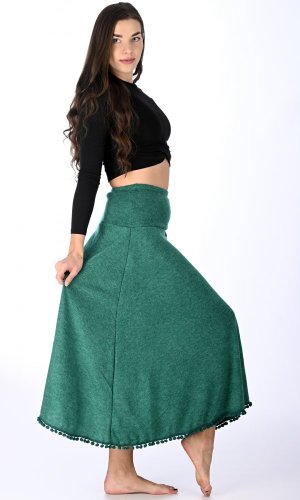 Dlouhá teplá sukně Tassel zelená