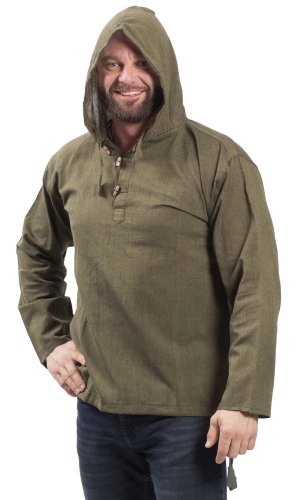 Koszula indyjska / ETNO KURTA z kapturem zielona - Rozmiar: 2XL