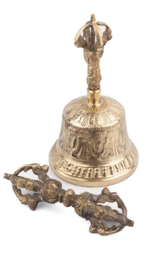 Dzwon tybetański DILBU złoty I. ↑ 12 cm