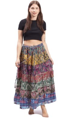 Spódnica z falbanką w etnicznym stylu multicolor XVII.