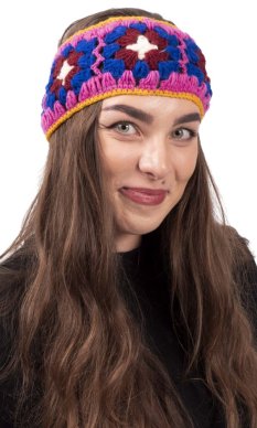 Vlněná čelenka FLOWER  / ružová IX.