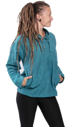 Bluza unisex z kapturem RAHUL turkusowa - Rozmiar: 2XL
