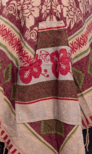 Ponczo z wzorami PANKAJ czerwono-zielony V.