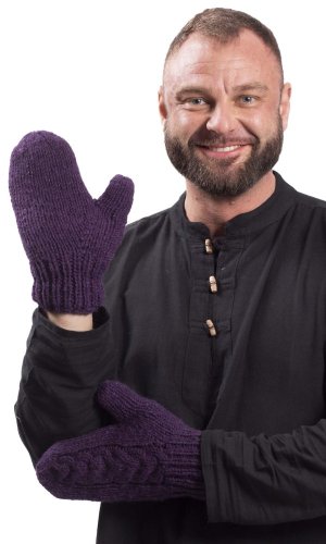 Vlněné palcové rukavice / fialové