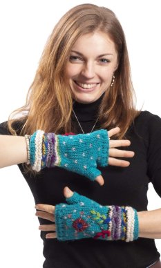 Vlněné návleky na ruce BASANTA / modré