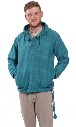 Bluza unisex z kapturem RAHUL turkusowa - Rozmiar: 2XL