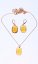 Komplet naszyjnik i kolczyki Kwadrat bursztynowo żółty - Wariant: Różowy złoty łańcuch