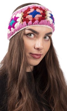 Vlněná čelenka FLOWER  / ružová V.