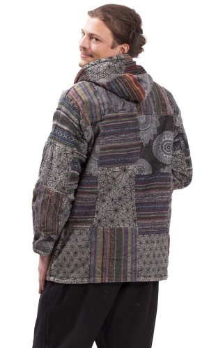 Ciepła kurtka PATCHWORK HARMONY szara - Rozmiar: XL