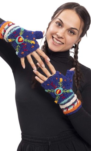 Vlněné návleky na ruce BASANTA / modré III.