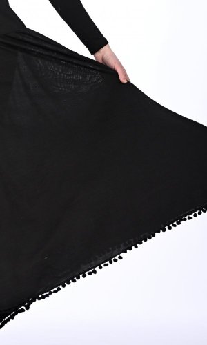 Długa ciepła spódnica Tassel czarna - Rozmiar: S/M